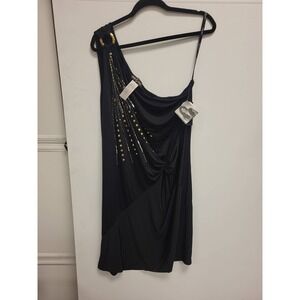 Baby Phat‎ Dress Sz 3X Black One Shoulder Beaded Embellished Plus Size NWT